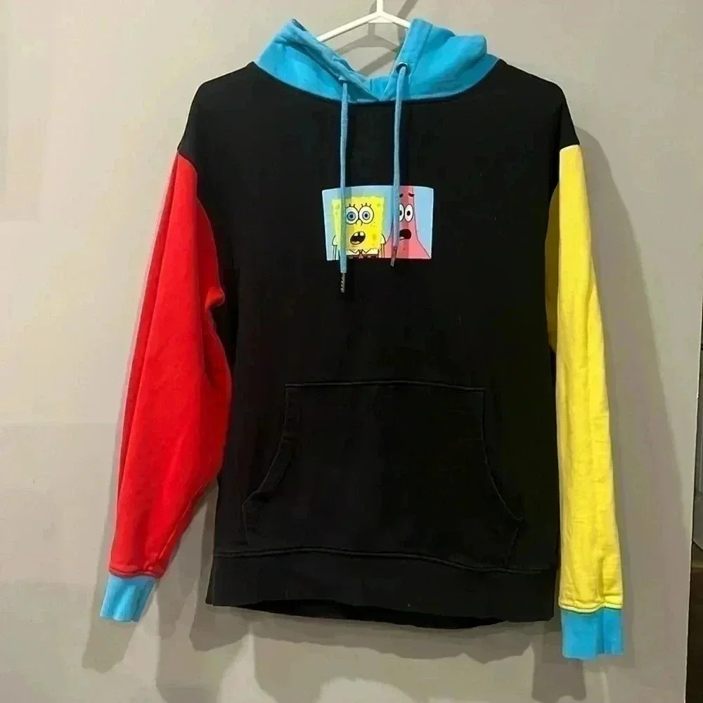 ❤️Host Picks❤️[M]Nickelodeon  SpongeBob Colour Blocks Black Hoodie